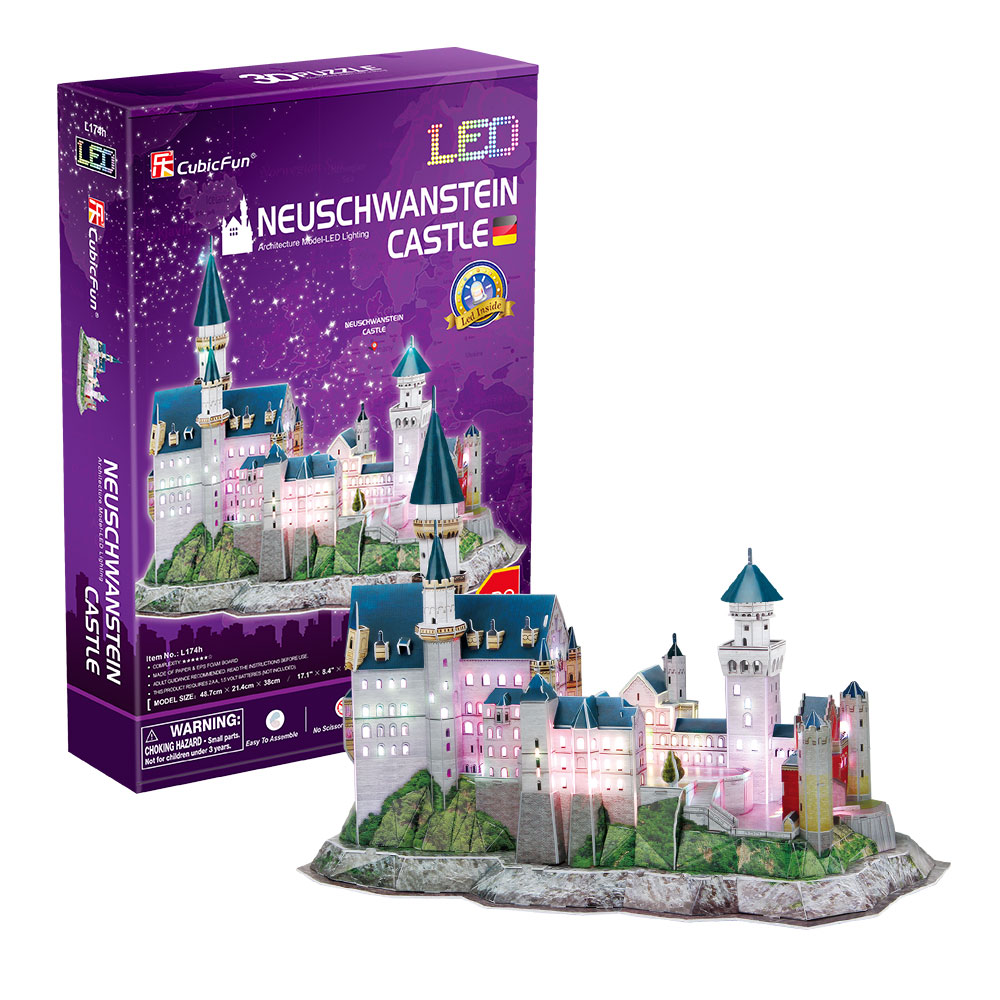 CubicFun 3D Puzzle Sa LED Svetlom Neuschwanstein Zamak L174h - dodatni pogled