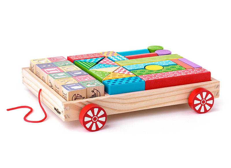 WOODY Drvene šarene kockice 35 komada u kolicima 90913 - dodatni pogled