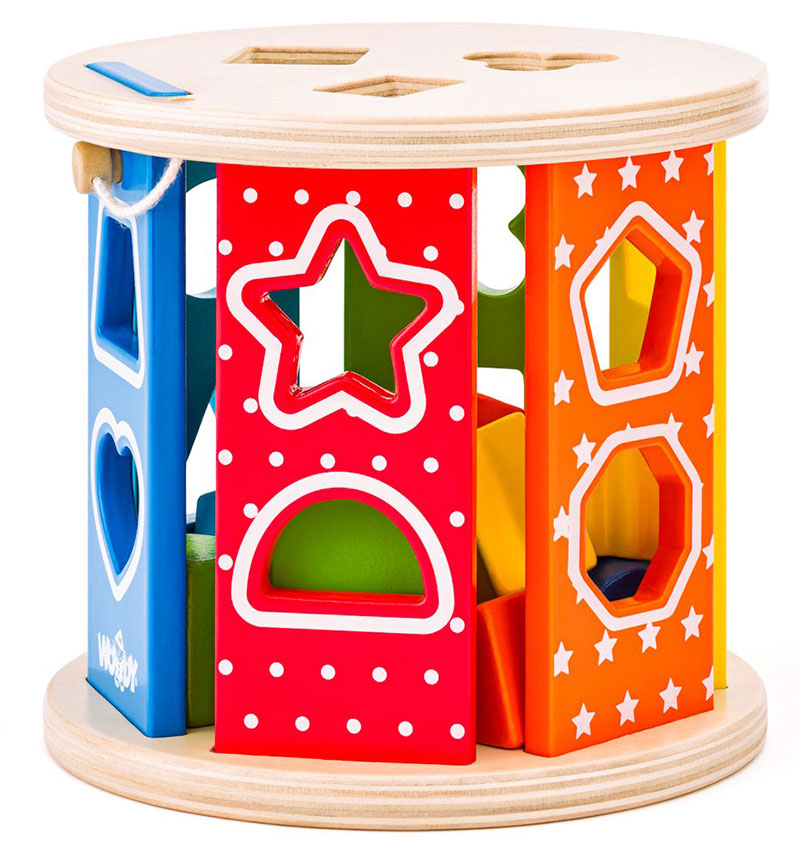 WOODY Edukativna igračka Sorter - Valjak sa oblicima i bojama 91985 - dodatni pogled