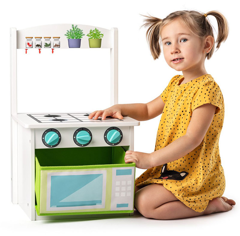 WOODY Drvena kuhinjica i stolica sa prostorom za odlaganje 90259 - dodatni pogled