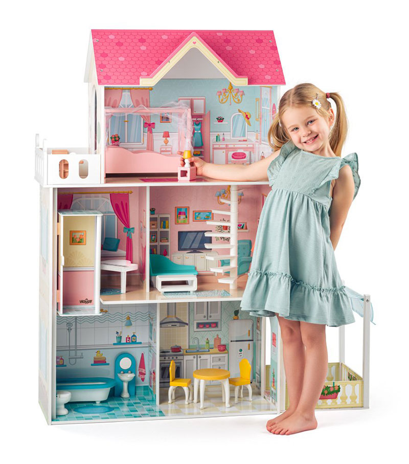 WOODY Kućica za lutke sa nameštajem Malibu New 91333 - dodatni pogled