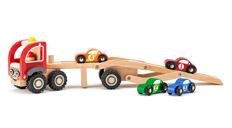 WOODY Drvena igračka - Kamion šleper sa autićima 90790 - dodatni pogled