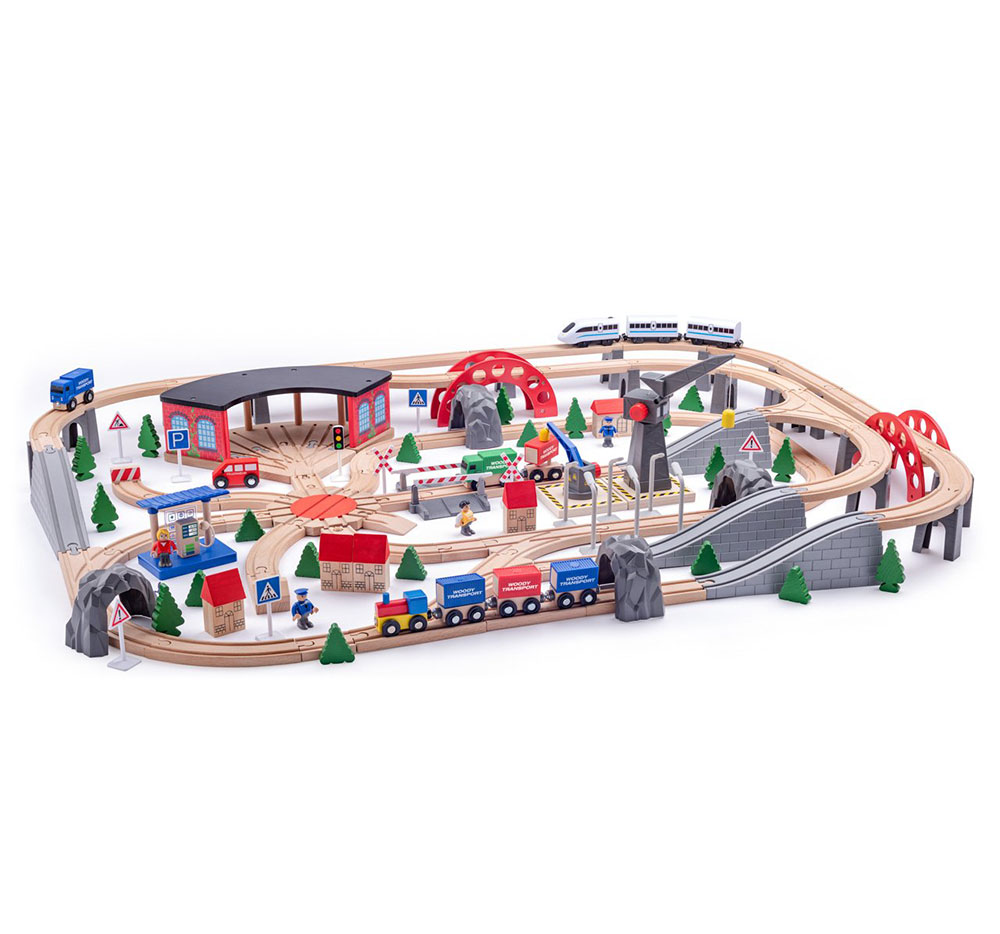 WOODY Velika industrijska pruga sa vozovima i dodacima 202 dela 91824 - dodatni pogled