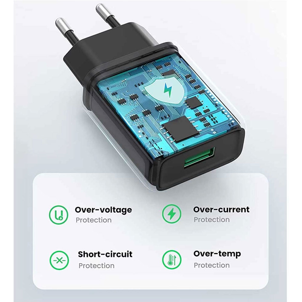 Kućni super brzi punjač Ugreen CD122 18W crni - dodatni pogled
