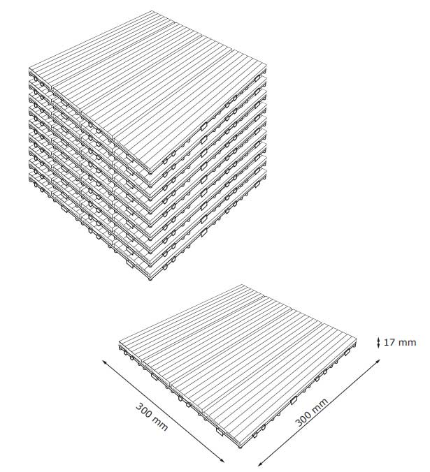 Podna obloga od 9 elemenata 90x90cm Veštačko drvo - dodatni pogled