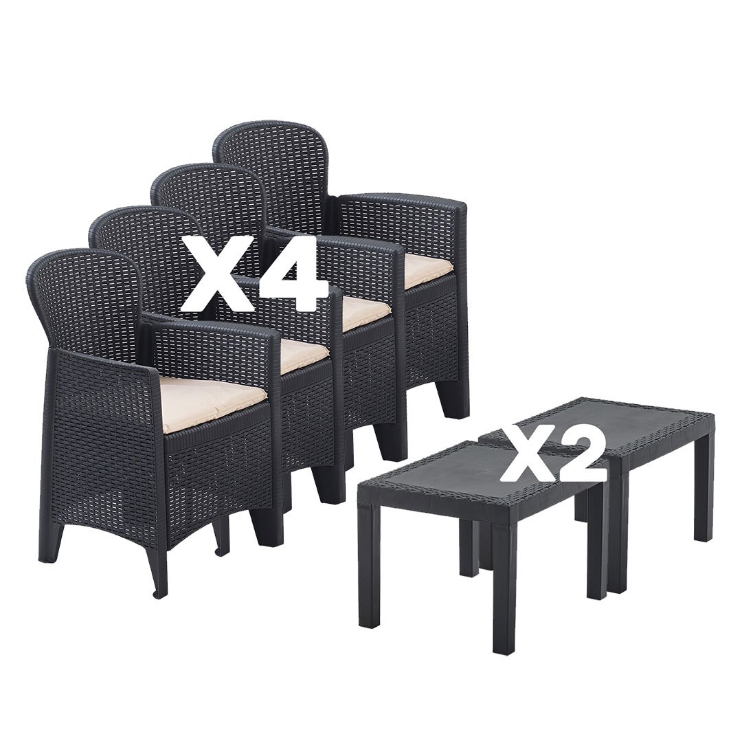 IPAE Progarden Baštenska garnitura 4 fotelje sa jastucima i dupli sto Akita Lounge - dodatni pogled