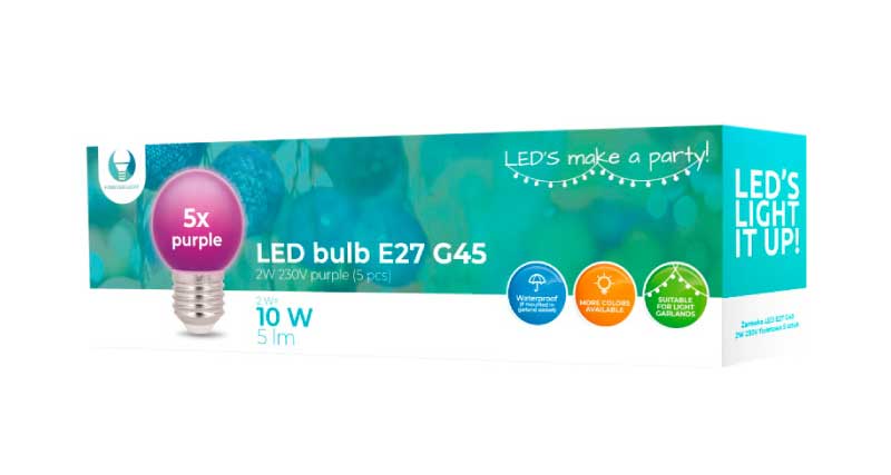 Pet LED sijalica Ljubičasta 2W E27 - dodatni pogled