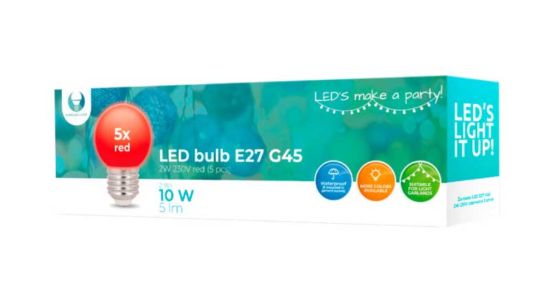 Pet LED sijalica Crvena 2W E27 - dodatni pogled