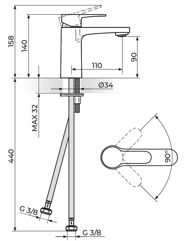 Jednoručna slavina za lavabo Rosan Blau B130100 - dodatni pogled