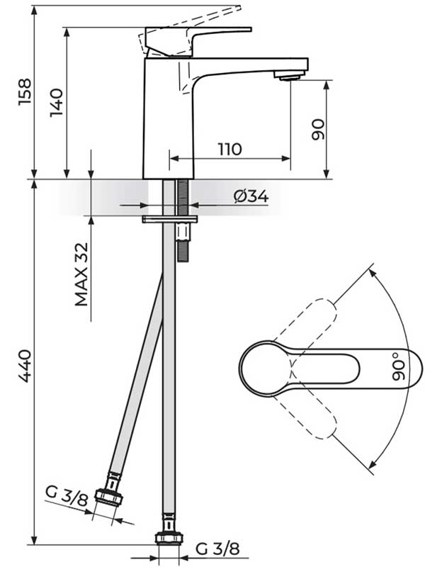 Jednoručna slavina za lavabo Rosan Blau B130100B - dodatni pogled