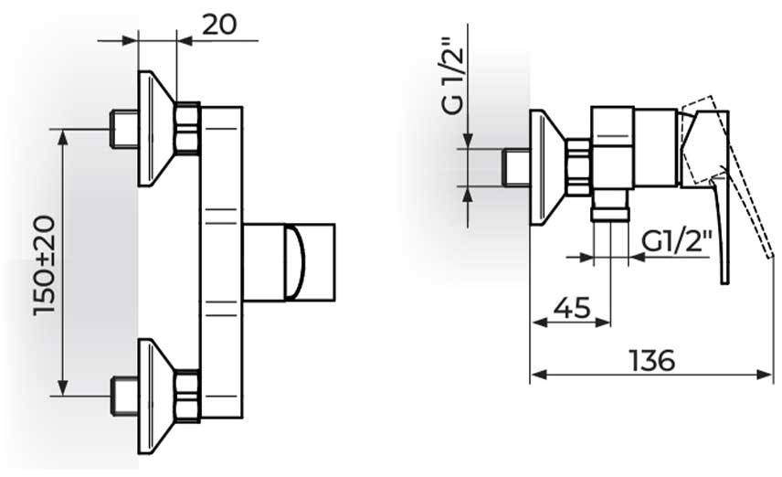 Jednoručna slavina za tuš kadu Rosan Blau B137100 - dodatni pogled