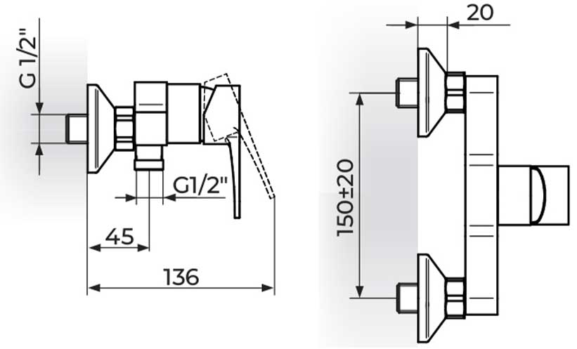 Jednoručna slavina za tuš kadu Rosan Blau B137100B - dodatni pogled