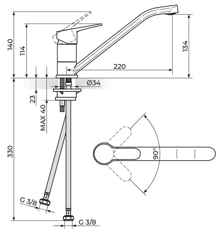 Jednoručna slavina za sudoperu Rosan Blau B138100 - dodatni pogled