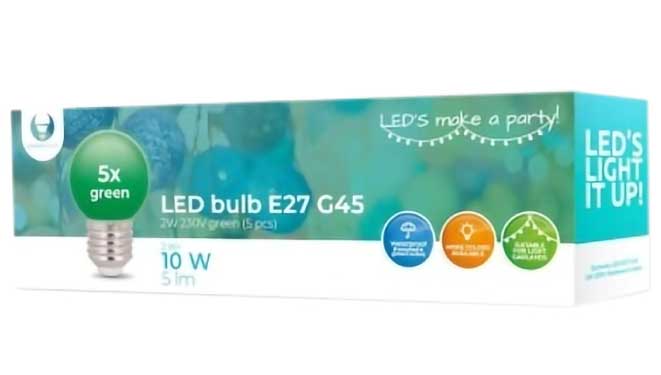 Pet LED sijalica Zelena 2W E27 - dodatni pogled