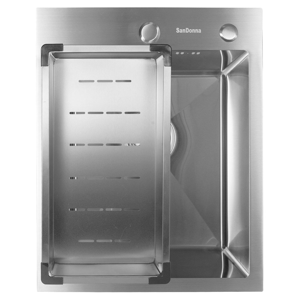 SanDonna HD4050 limena četvrtasta sudopera sa sifonom, dozerom i držačem - dodatni pogled