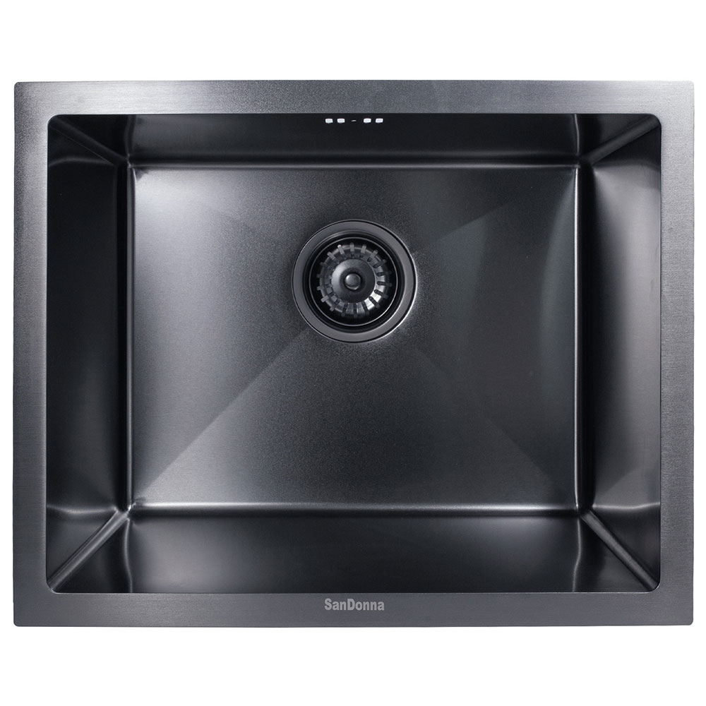 SanDonna HD5040 podgradna limena četvrtasta sudopera sa sifonom, dozerom i držačem u crnoj boji - dodatni pogled