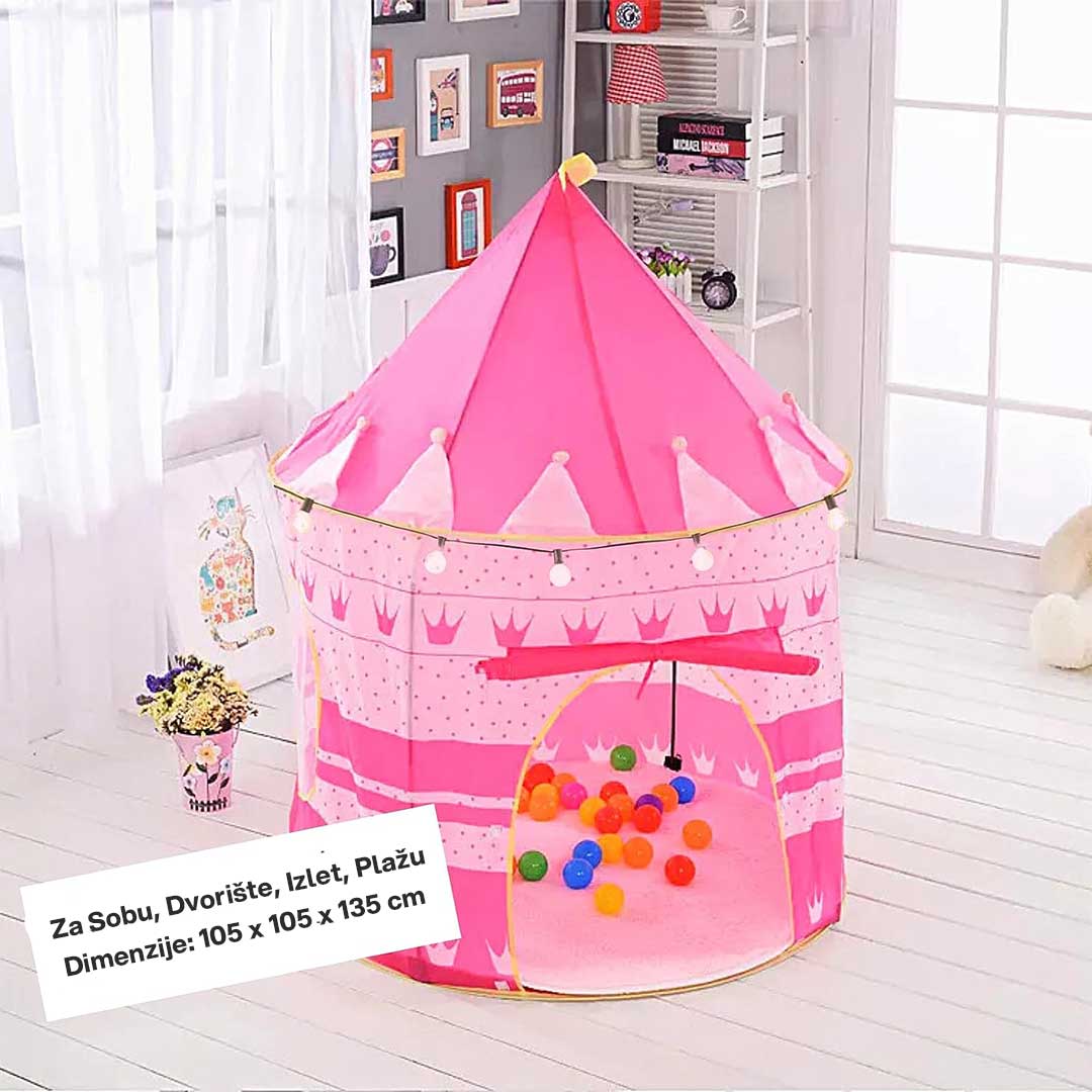 Dečiji Šator Za Igru i Kampovanje - Pink Castle 105 x 135 cm - dodatni pogled
