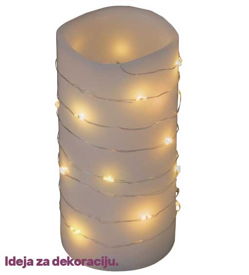 Dekorativni svetleći niz na baterije 20 LED 2m - dodatni pogled