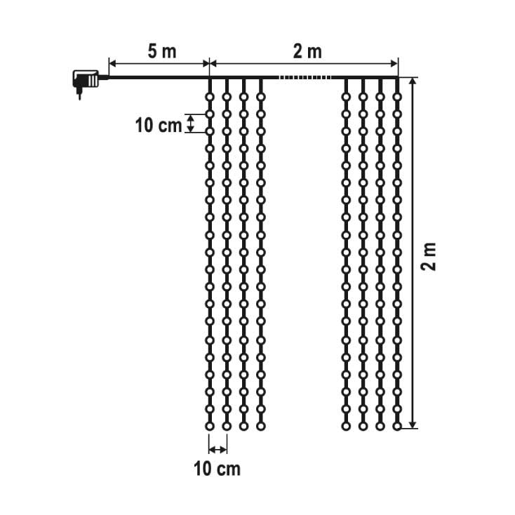 Svetleća zavesa sa 400 hladno belih LED dioda - dodatni pogled