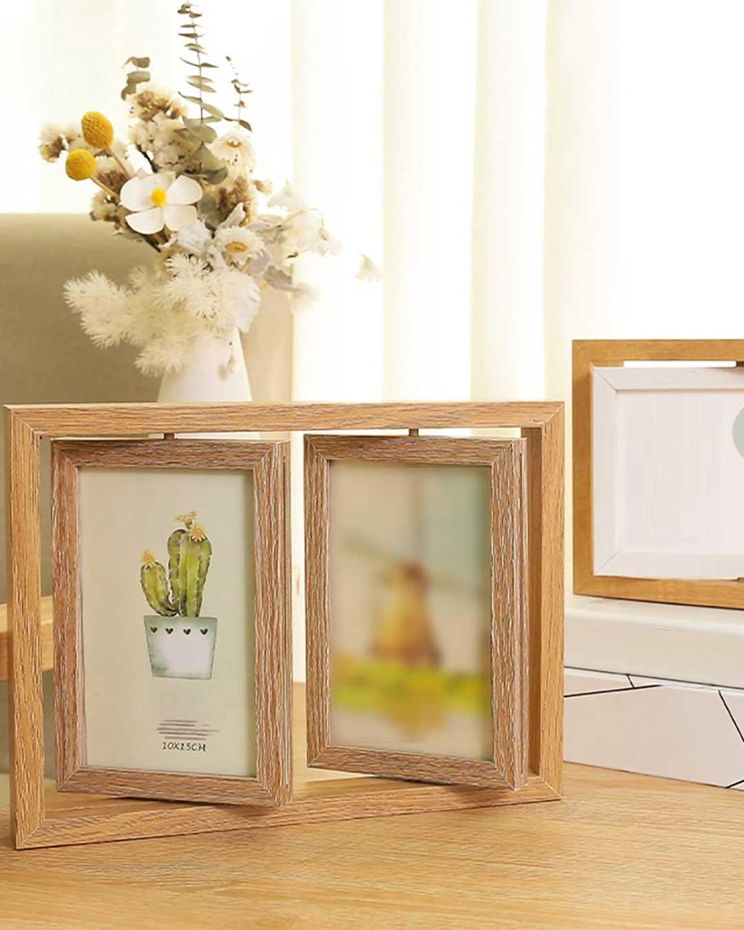 Drveni Rotirajući Dvostruki Ram Za 4 Slike - dodatni pogled