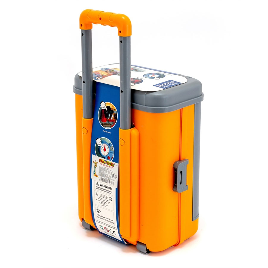 Velika dečija radionica u koferu koja se transformiše u radni sto sa alatom - dodatni pogled