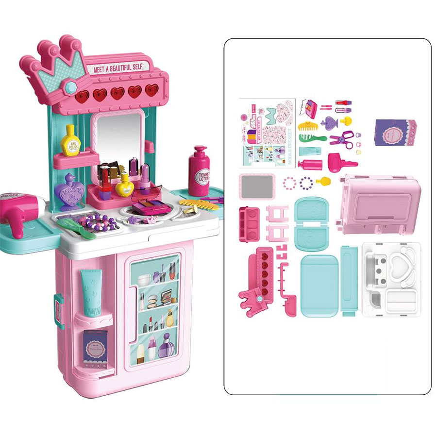 Veliki salon lepote u koferu koji se transformiše u toaletni sto za šminkanje - dodatni pogled