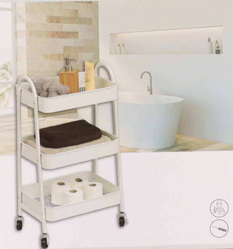 Tendance Polica Sa Točkićima - 3 Nivoa - White - dodatni pogled