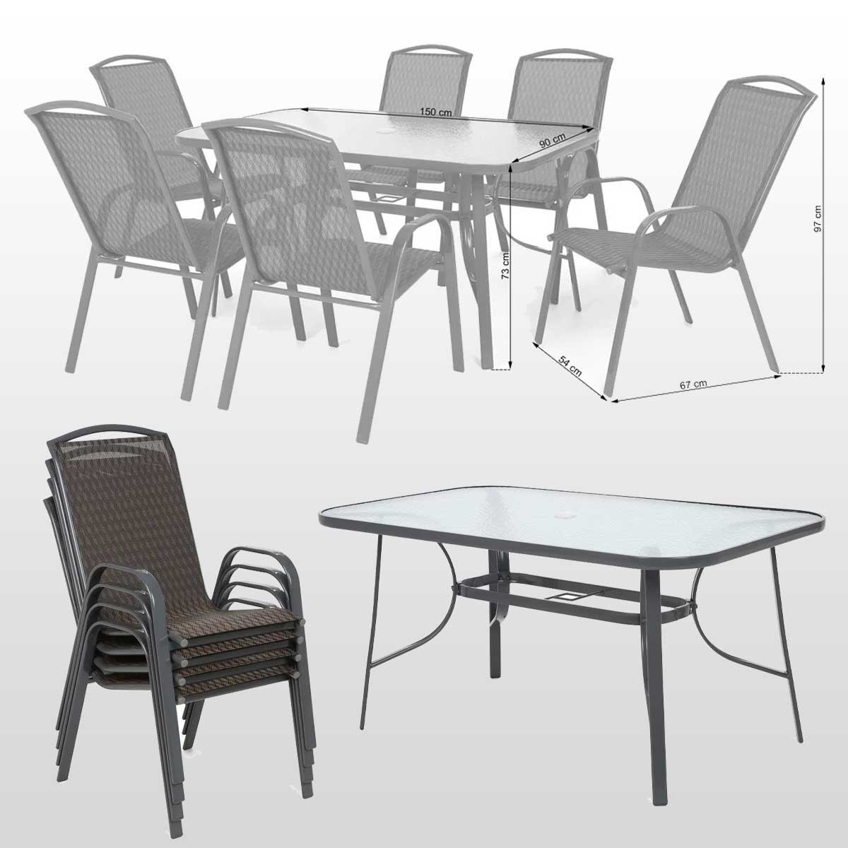 Velika Trpezarijska Baštenska Garnitura Za Dvorište i Terasu - Fieldmann Modica - 6 Stolica i Sto - dodatni pogled