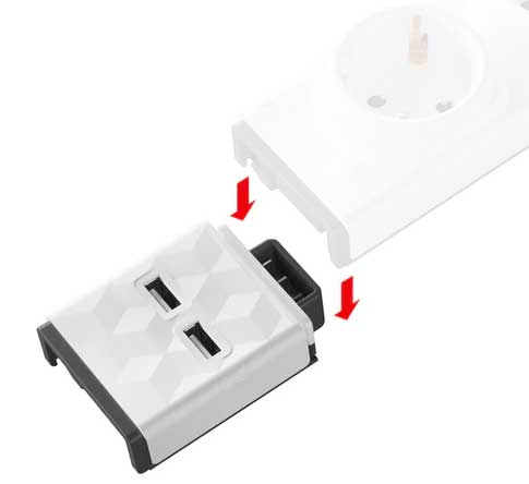 Modularni dodatak sa USB utičnicama za PowerStrip produžni kabl 10096/MDUSB2 - dodatni pogled