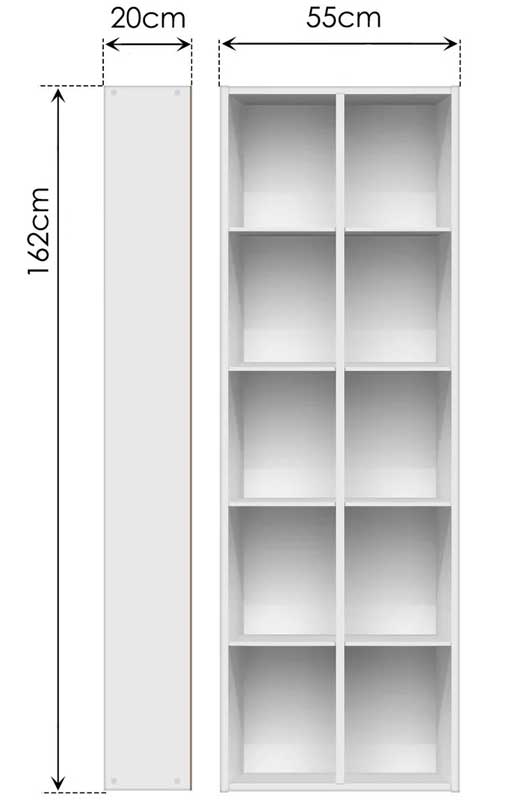 Otvorena polica sa 10 pregrada 162x55x20cm Alesta - dodatni pogled