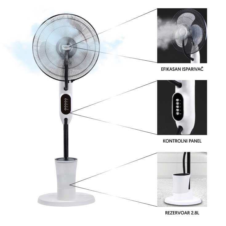 Podni ventilator sa ultrazvučnim isparivačem vode Prosto MSF409H 75W 40cm - dodatni pogled