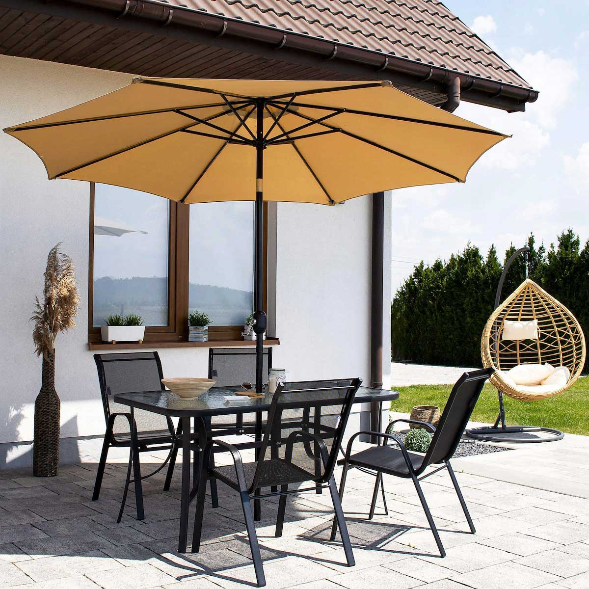 Natema Lounge 4 Stolice, Baštenski Sto i Suncobran Sa Mehanizmom - dodatni pogled