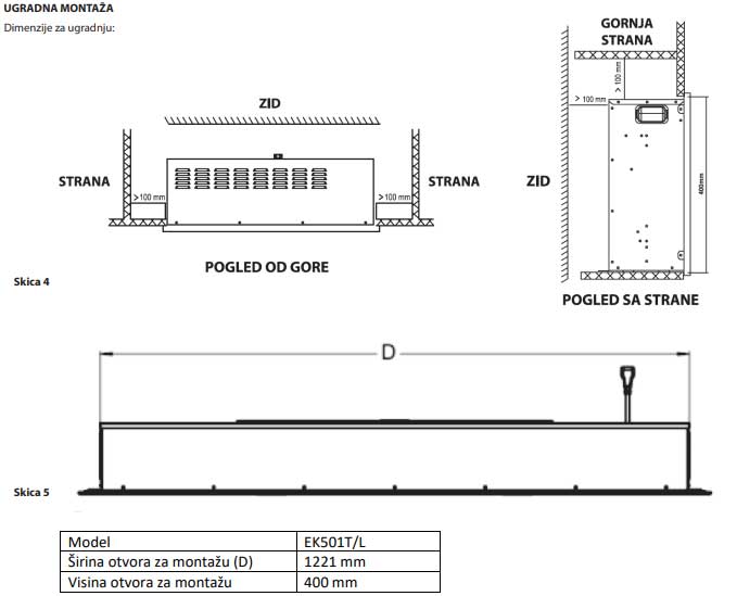 Električni kamin 2000W Prosto EK501T/L - dodatni pogled