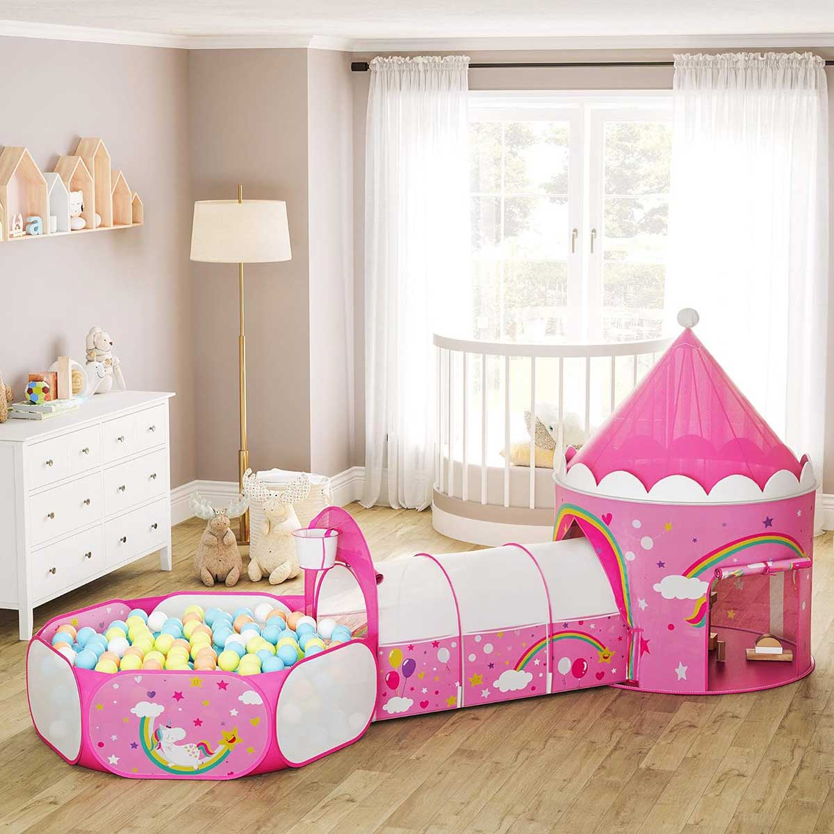 Jednorog Šator Sa Tunelom i Bazenom Za Igru - 3 u 1 Igraonica - dodatni pogled