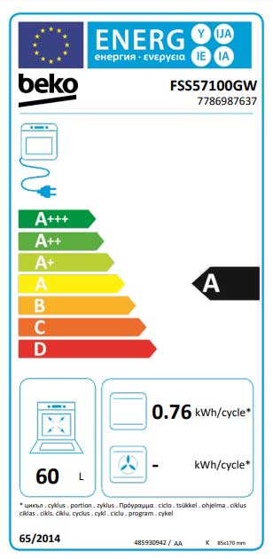 Električni šporet sa staklokeramičkom pločom Beko FSS 57100 GW - dodatni pogled