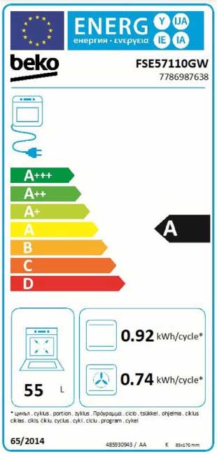 Beko Električni šporet sa staklokeramičkom pločom FSE 57110 GW - dodatni pogled