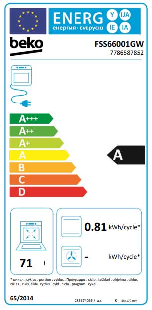 Beko Električni šporet FSS 66001 GW - dodatni pogled