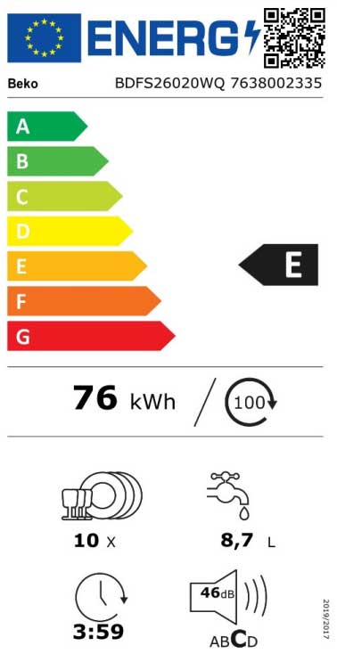 Beko Mašina za pranje sudova 10 kompleta BDFS 26020 WQ - dodatni pogled