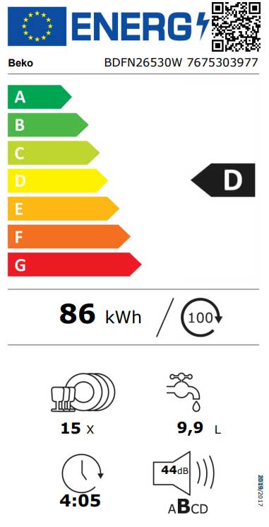 Beko Sudo mašina 15 kompleta BDFN 26530 W - dodatni pogled
