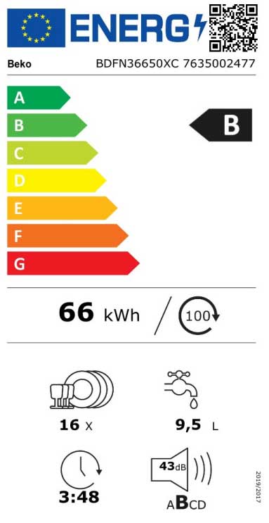 Beko Sudo mašina 16 kompleta BDFN 36650 XC - dodatni pogled