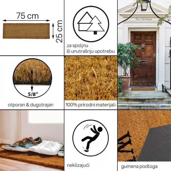 Otirač Za Spoljnu ili Unutrašnju Upotrebu - Luance Coco Smeđa Boja - 75 x 25 cm - dodatni pogled