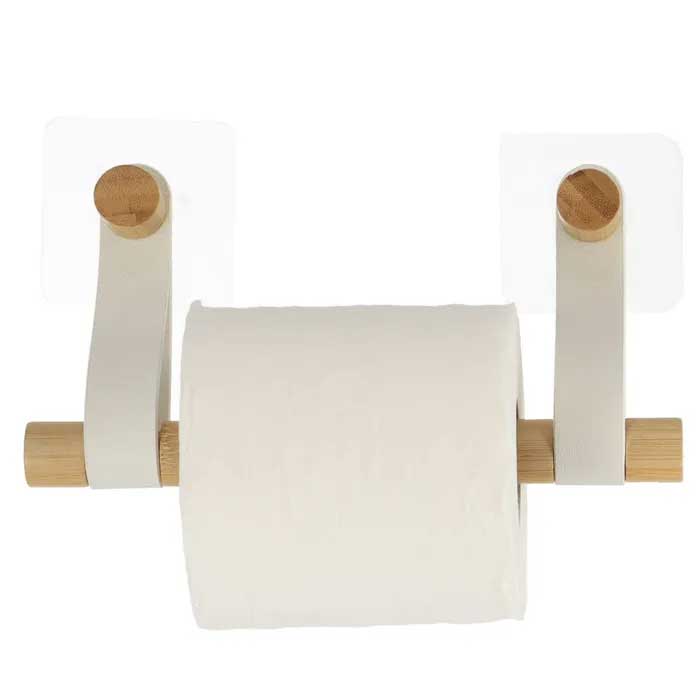 Držač Toalet Papira Sa Nosačima od EKO Kože White - Moontaža Lepljenjem bez bušenja i šrafljenja - dodatni pogled