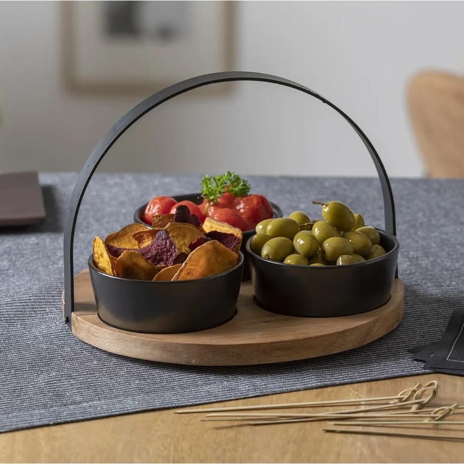 Secret De Gourmet Set Za Posluživanje X3 Metal/drvo Acacia Crna - dodatni pogled