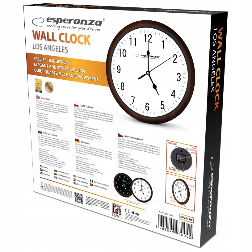 Esperanza EHC015W zidni sat Los Angeles - dodatni pogled