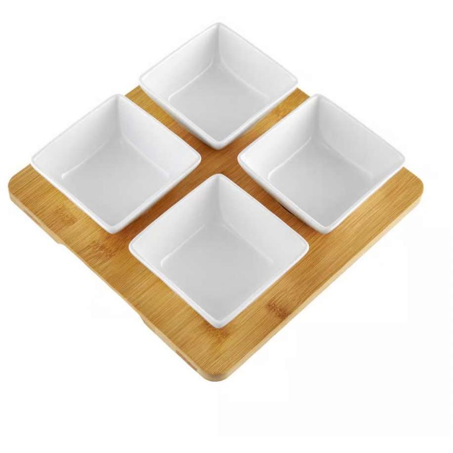 Dajar Porcelanski set 4 četvrtaste činije sa daskom od bambusa DJ45577 - dodatni pogled