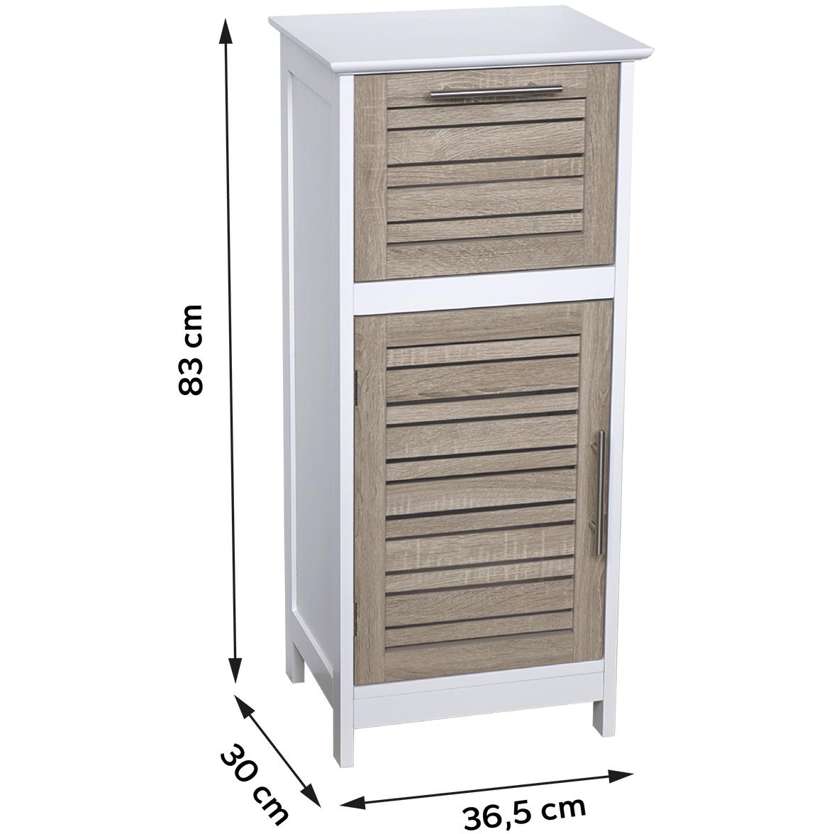 Kupatilski Ormarić Sa Vratima I Fiokom Stockholm 36.5x30x83cm Mdf Bambus Bela - dodatni pogled