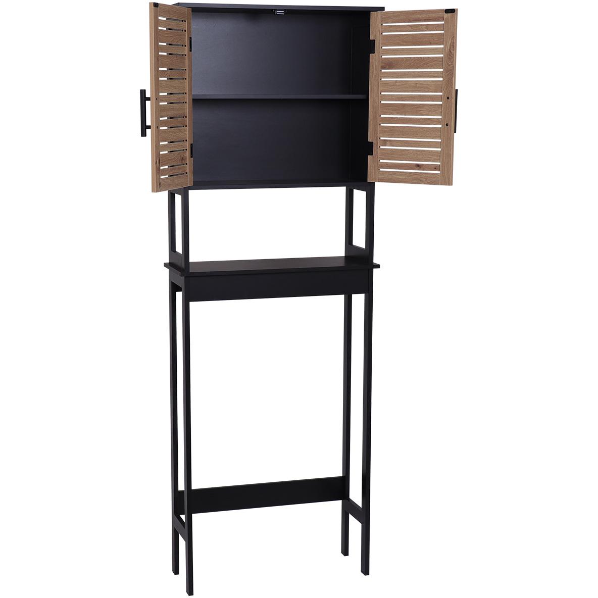 Kupatilski. Ormarić Za Iznad WC Šolje - Sa Dvoje Vrata i Policom Bergen 63x23x179cm Mdf Crno Wood - dodatni pogled