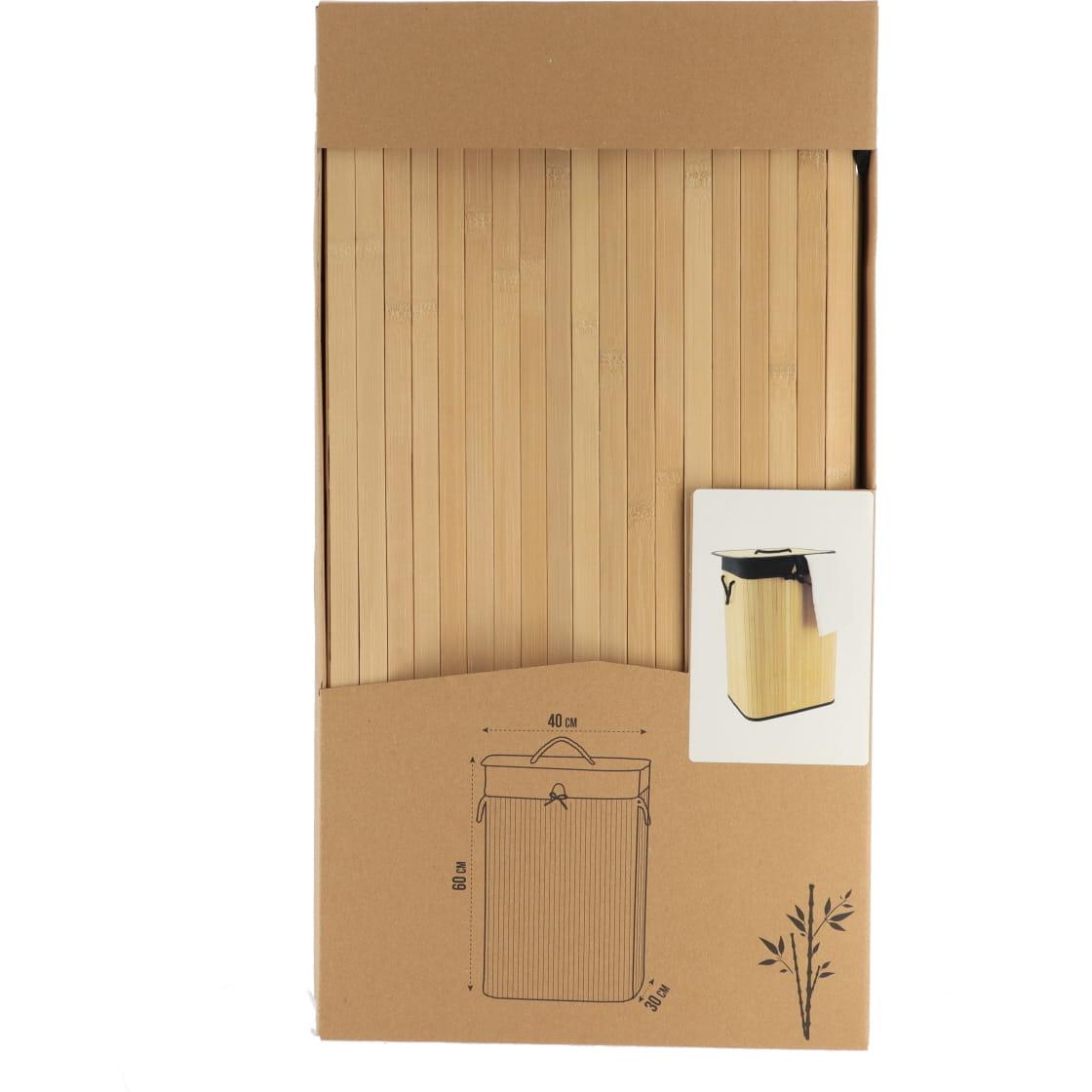 Tendance Korpa Za Veš Sa Platnenom Vrećom 30x40x60cm Bambus Crna - dodatni pogled