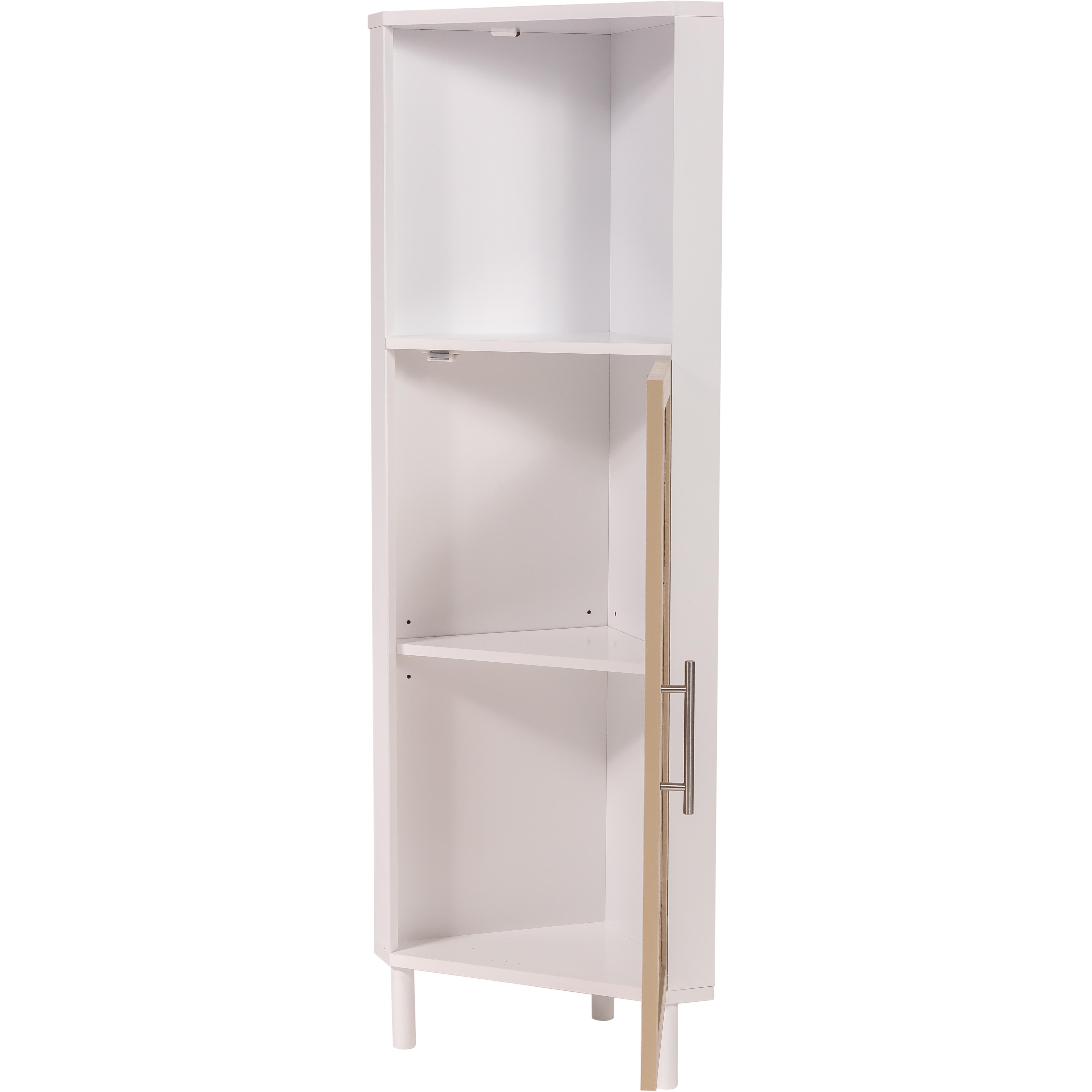 Ugaoni Ormarić Za Kupatilo Sa Vratima i Policom Stochklom 30x30x118cm Mdf Bambus Bela - dodatni pogled