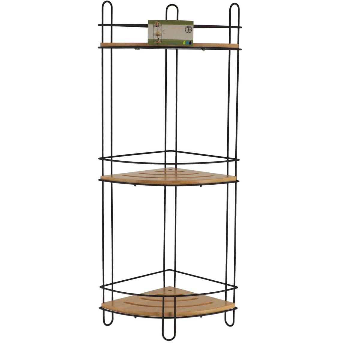 Tendance Trostruka Ugaona Polica 61,5x27x20 Cm Mdf/bambus Crna - dodatni pogled